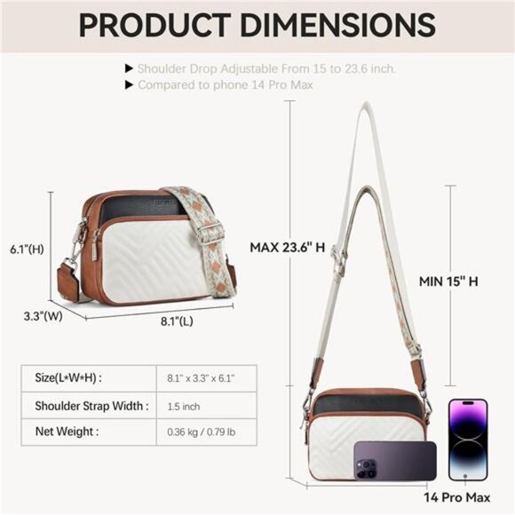 Crossbody Bags for Women Vegan Leather Purses Quilted Shoulder - Picture 3 of 6